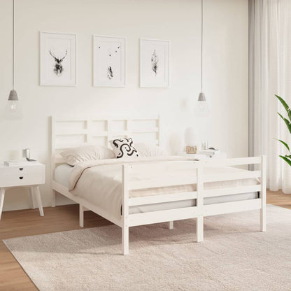 Estrutura de cama 140x190 cm madeira maciça branco