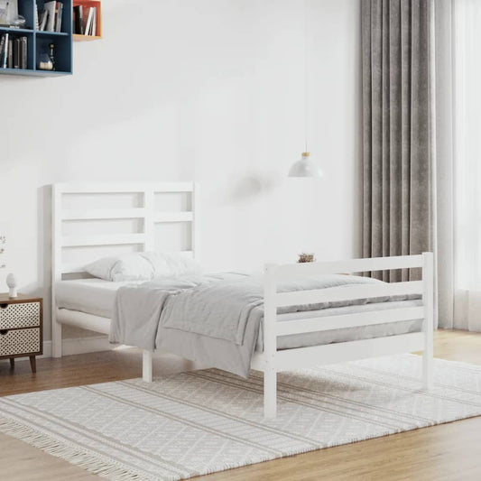 Estrutura de cama 90x200 cm madeira maciça branco