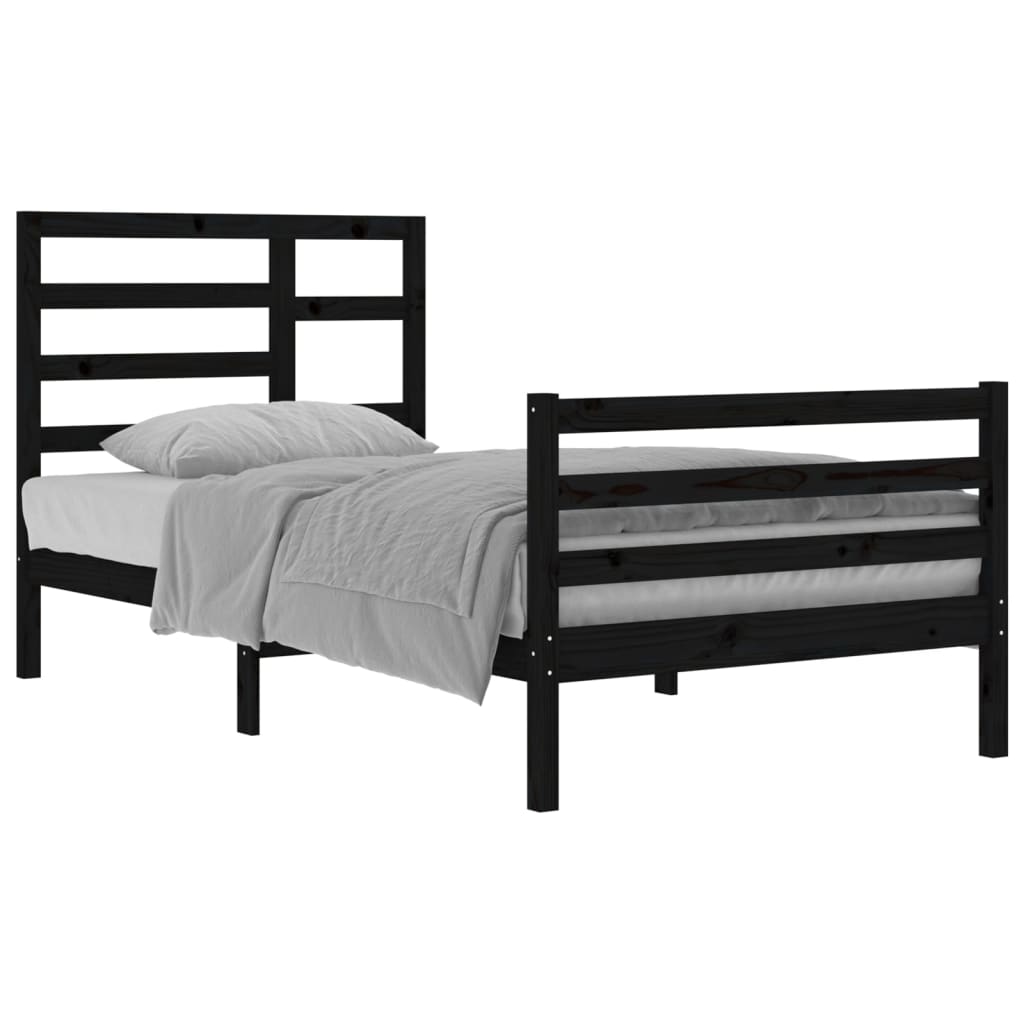 Estrutura de cama 100x200 cm madeira maciça preto