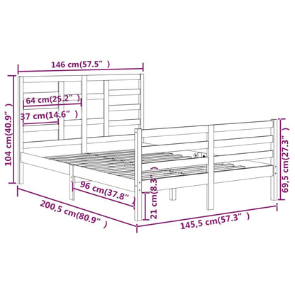 Estrutura de cama 140x200 cm madeira maciça branco