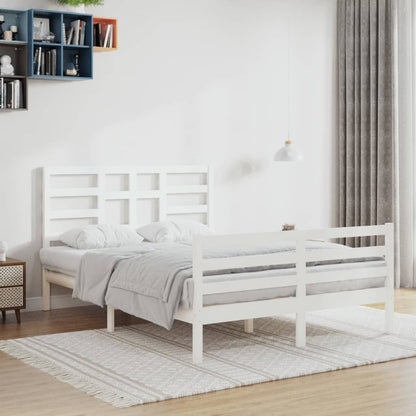 Estrutura de cama 140x200 cm madeira maciça branco