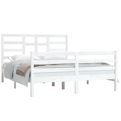 Estrutura de cama king 150x200 cm madeira maciça branco