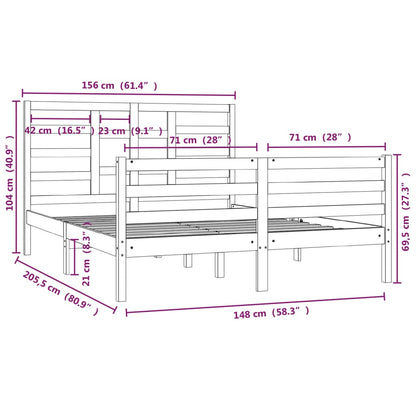 Estrutura de cama king 150x200 cm madeira maciça branco