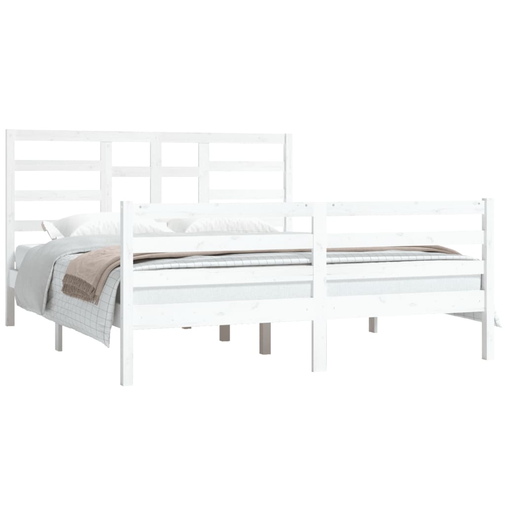 Estrutura de cama 160x200 cm madeira maciça branco