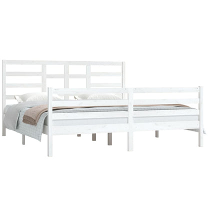 Estrutura de cama super king pinho maciço 180x200 cm branco