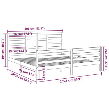 Estrutura de cama 200x200 cm madeira maciça cinzento