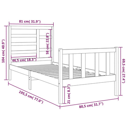 Estrutura de cama pequena solteiro 75x190 cm madeira maciça