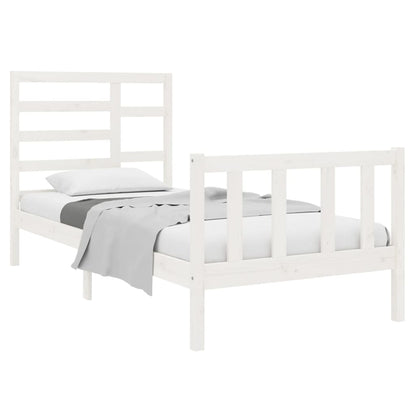 Estrutura cama pequena solteiro 75x190 cm madeira maciça branco