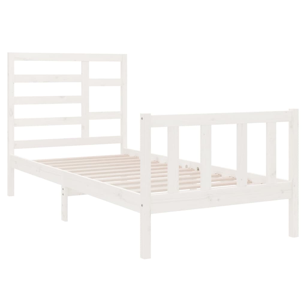 Estrutura cama pequena solteiro 75x190 cm madeira maciça branco