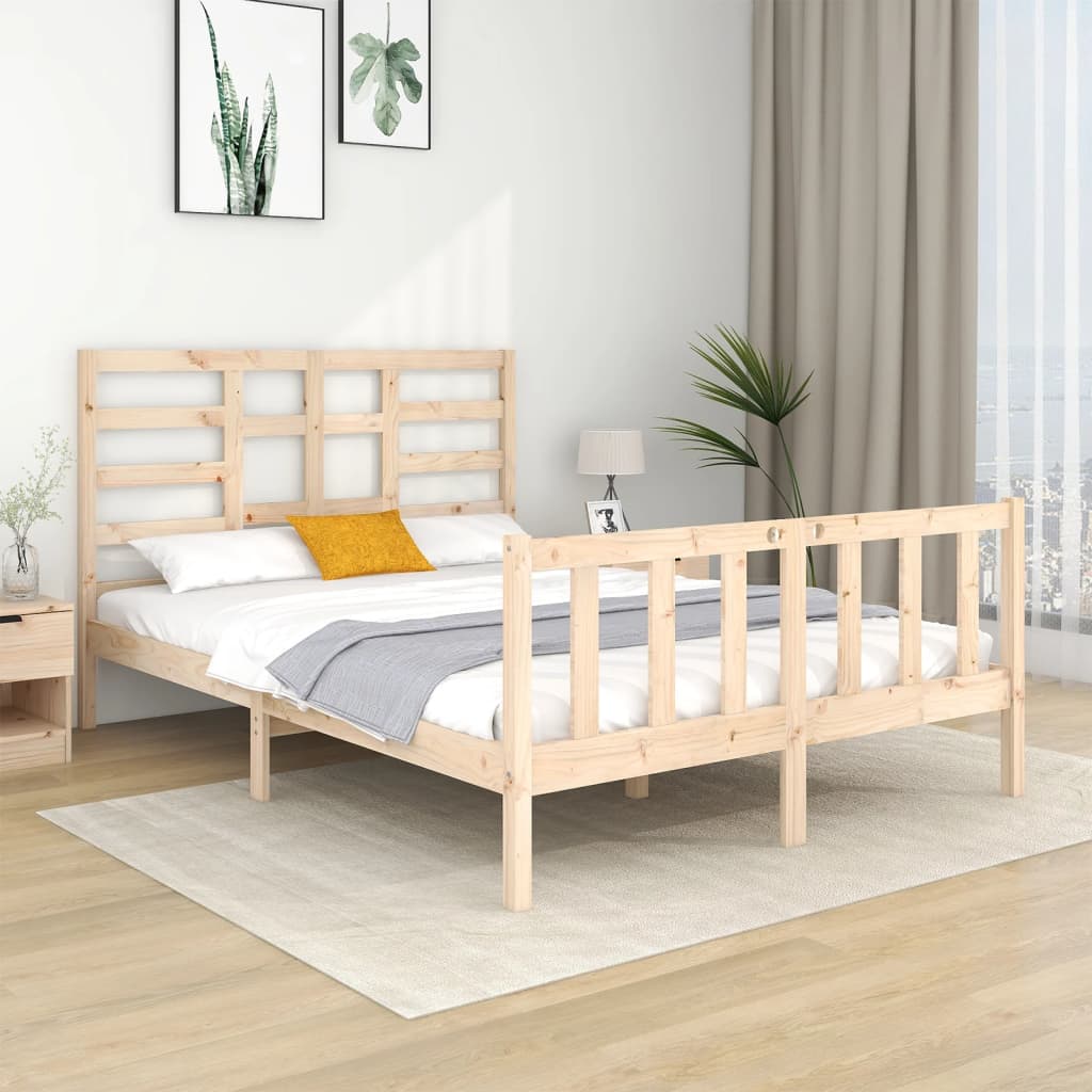 Estrutura de cama dupla pequena 4FT 120x190 cm madeira maciça