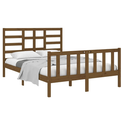 Estrutura cama pequena de casal 120x190 cm madeira castanho-mel