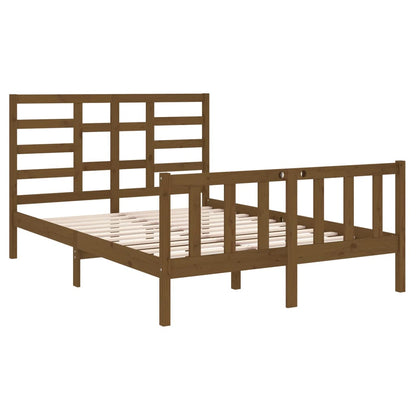 Estrutura cama pequena de casal 120x190 cm madeira castanho-mel