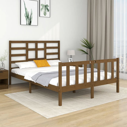 Estrutura cama pequena de casal 120x190 cm madeira castanho-mel