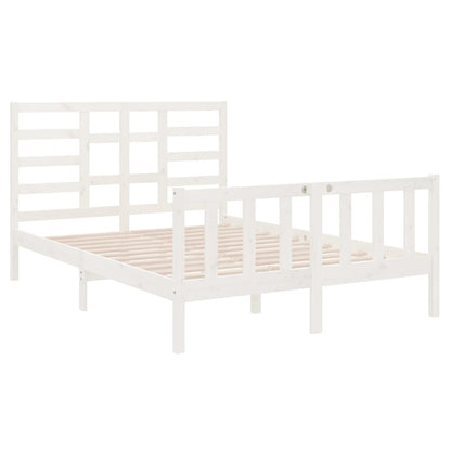 Estrutura de cama casal 135x190 cm madeira maciça branco