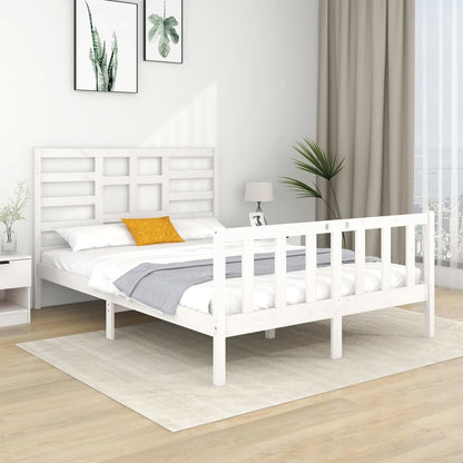 Estrutura de cama casal 135x190 cm madeira maciça branco