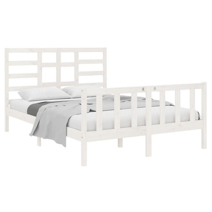 Estrutura de cama 140x190 cm madeira maciça branco