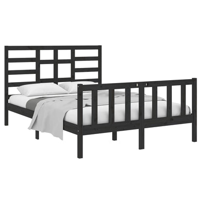 Estrutura de cama 140x190 cm madeira maciça preto