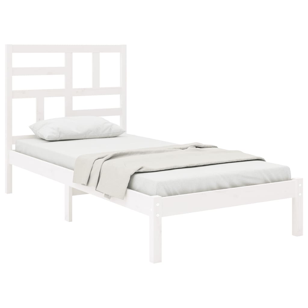 Estrutura cama pequena solteiro 75x190 cm madeira maciça branco