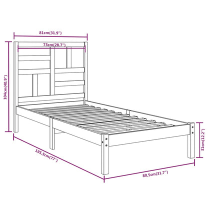 Estrutura cama pequena solteiro 75x190 cm madeira maciça branco