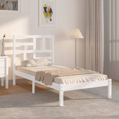 Estrutura cama pequena solteiro 75x190 cm madeira maciça branco