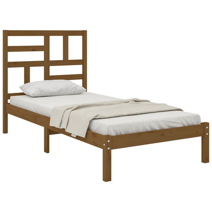 Estrutura cama pequena solteiro 75x190 cm madeira castanho mel