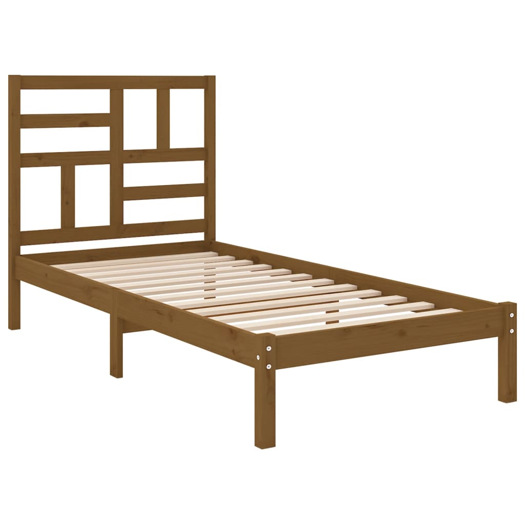 Estrutura cama pequena solteiro 75x190 cm madeira castanho mel