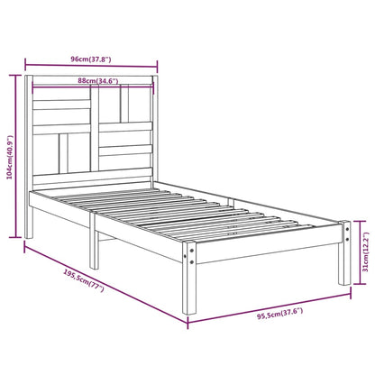 Estrutura de cama solteiro 90x190 cm madeira maciça