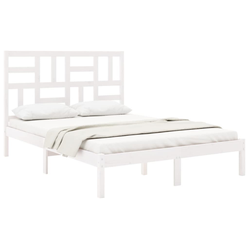 Estrutura cama pequena casal 120x190 cm pinho maciço branco