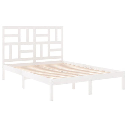 Estrutura cama pequena casal 120x190 cm pinho maciço branco