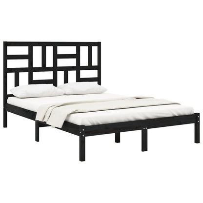 Estrutura cama pequena casal 120x190 cm pinho maciço preto