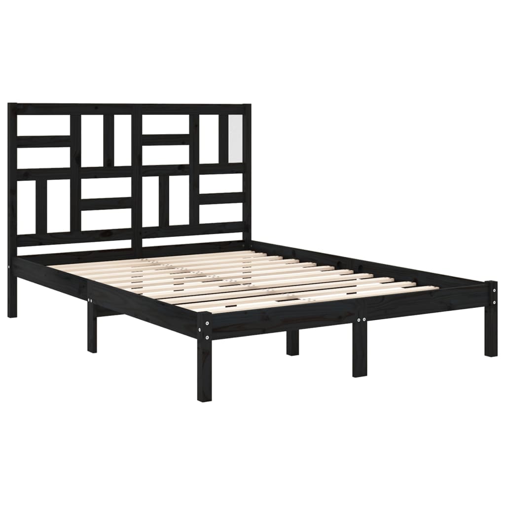 Estrutura cama pequena casal 120x190 cm pinho maciço preto