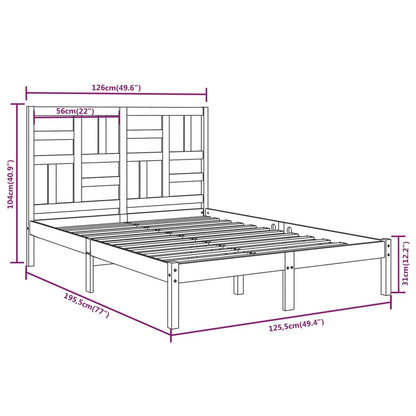 Estrutura cama pequena casal 120x190 cm pinho maciço preto