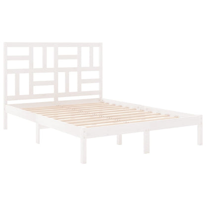 Estrutura de cama casal 135x190 cm madeira maciça branco