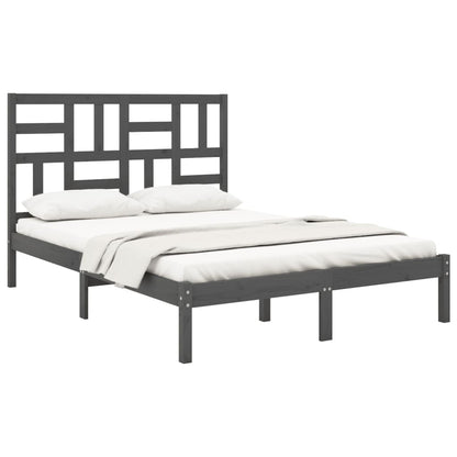 Estrutura de cama 140x190 cm madeira maciça cinzento