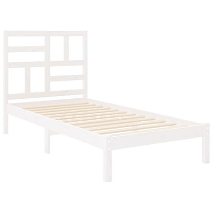 Estrutura de cama 90x200 cm madeira maciça branco