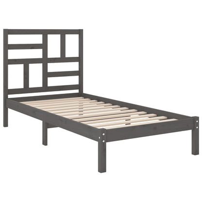 Estrutura cama solteiro 90x200 cm madeira maciça cinzento