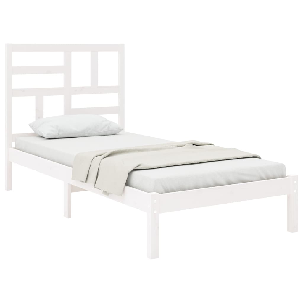 Estrutura de cama 100x200 cm madeira maciça branco