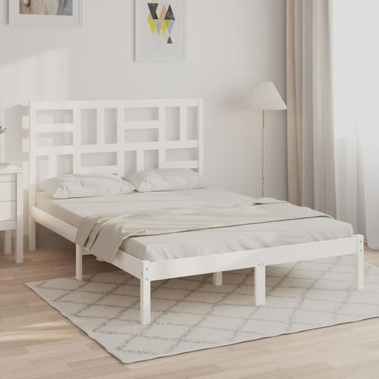 Estrutura de cama king 150x200 cm madeira maciça branco