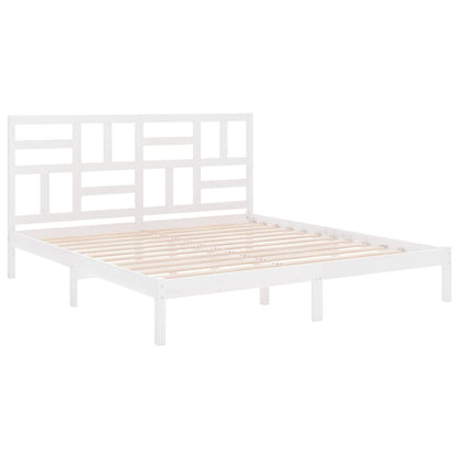 Estrutura de cama super king pinho maciço 180x200 cm branco