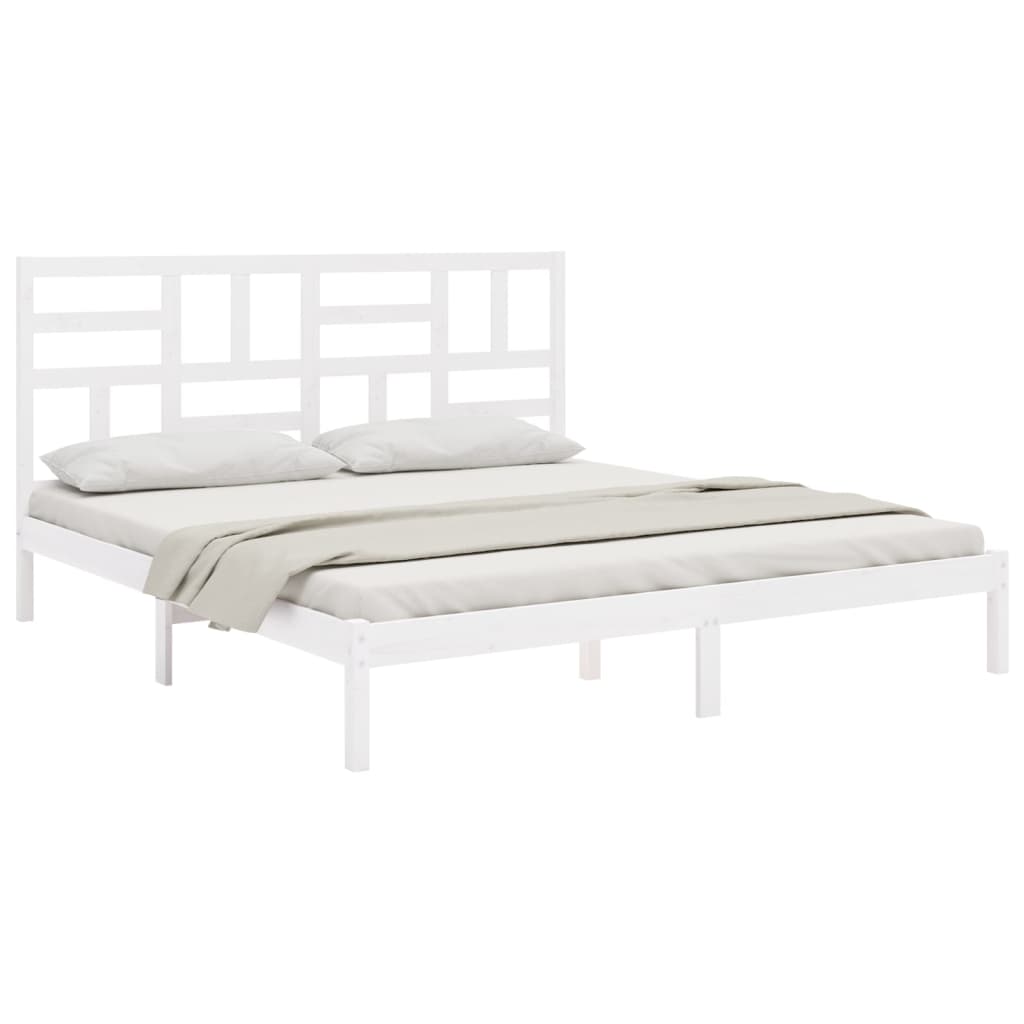 Estrutura de cama 200x200 cm madeira maciça branco