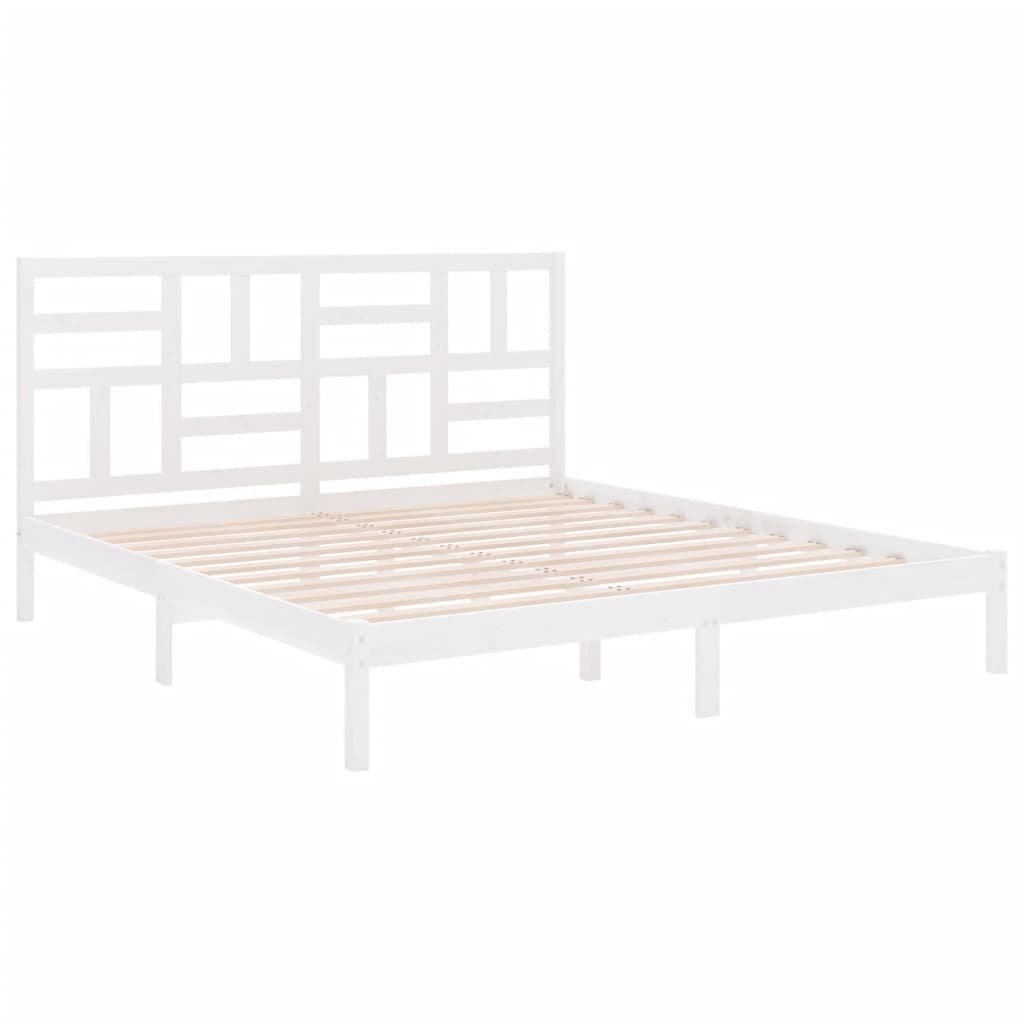 Estrutura de cama 200x200 cm madeira maciça branco