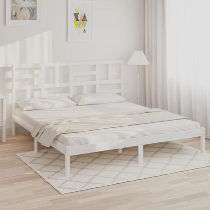 Estrutura de cama 200x200 cm madeira maciça branco