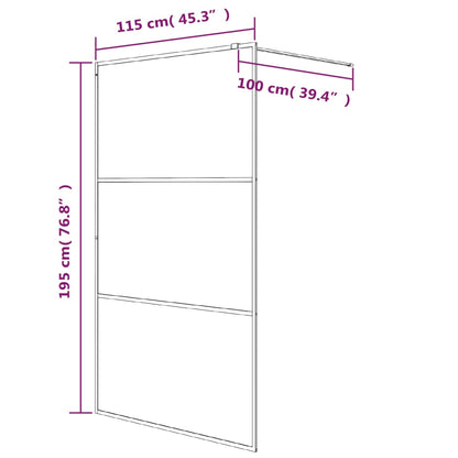 Divisória de chuveiro 115x195 cm vidro semiopaco ESG preto