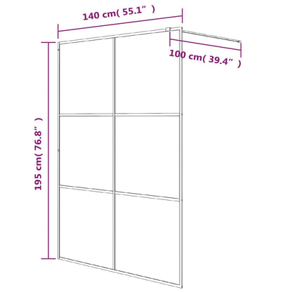 Divisória de chuveiro 140x195 cm vidro semiopaco ESG preto