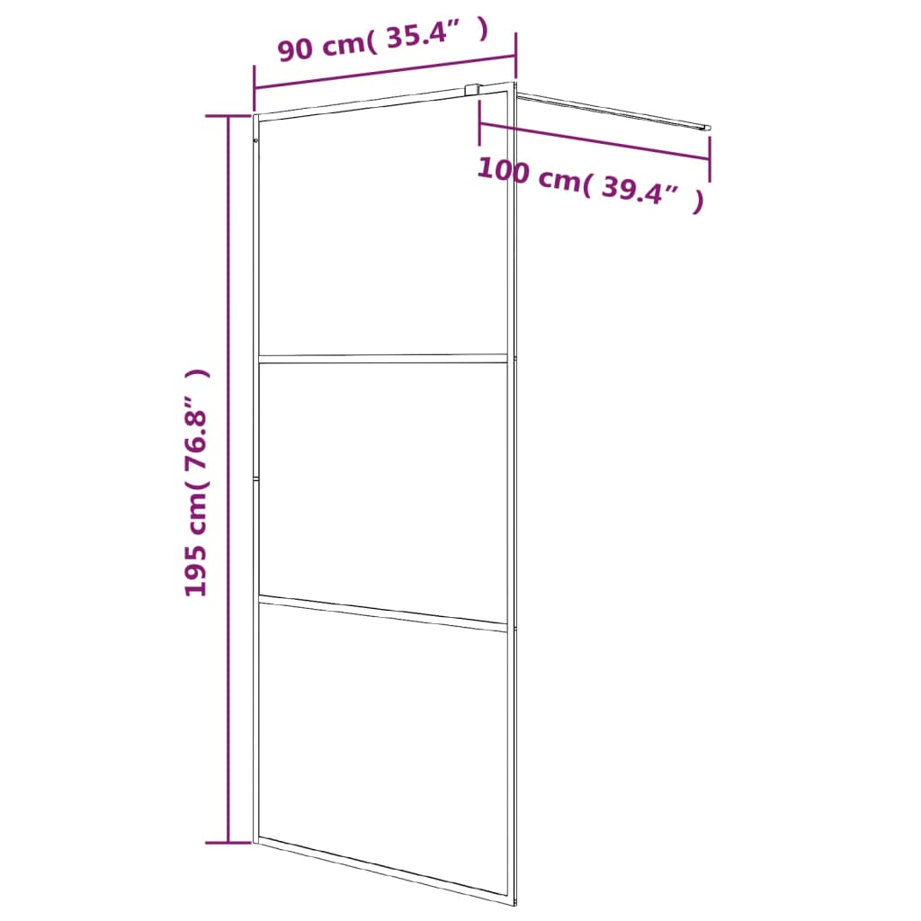 Divisória de chuveiro 90x195 cm vidro opaco ESG preto