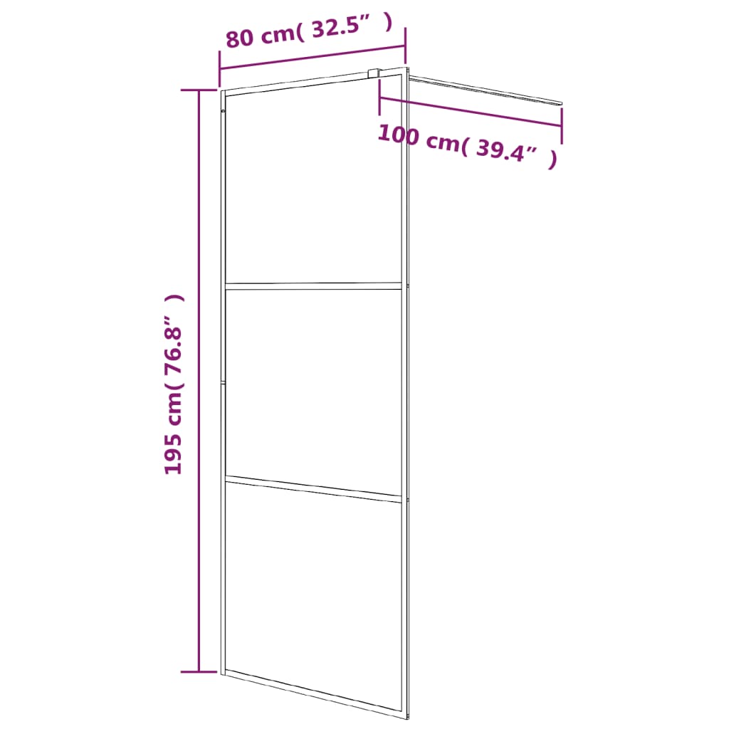 Divisória de chuveiro prateado 80x195 cm vidro ESG transparente