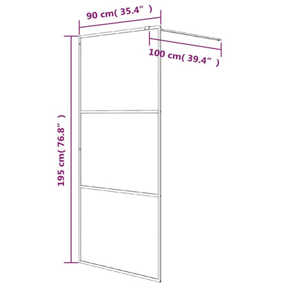 Divisória de chuveiro prateado 90x195 cm vidro ESG transparente