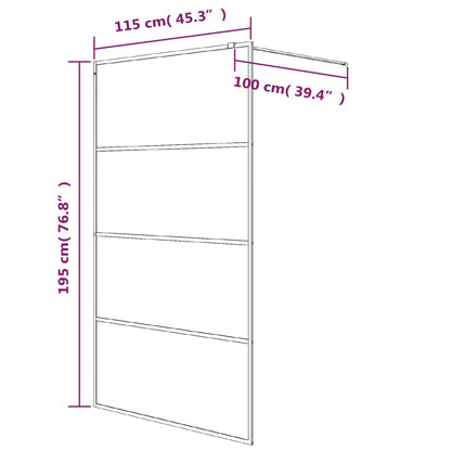 Divisória de chuveiro 115x195 cm vidro semiopaco ESG preto