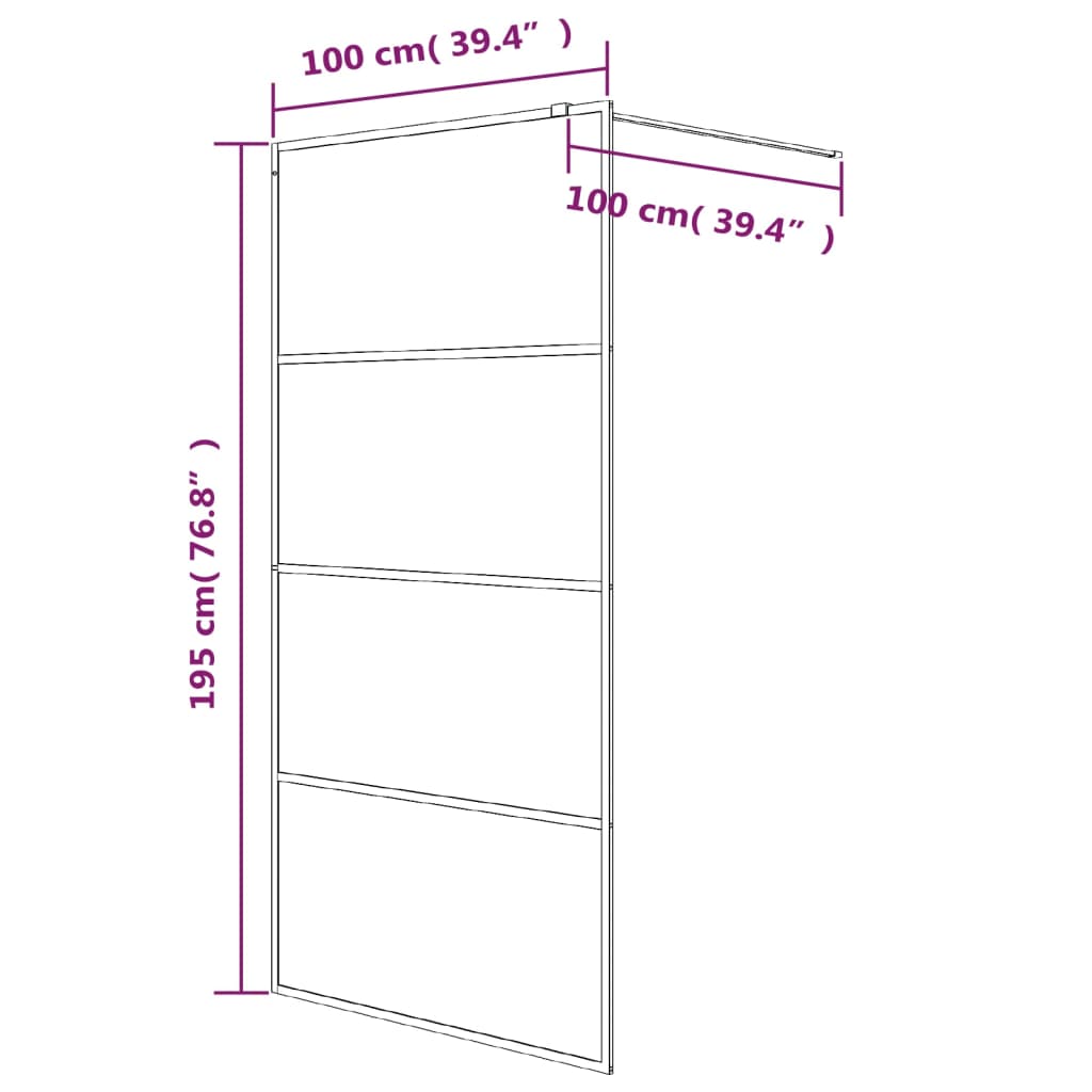 Divisória de chuveiro branco 100x195 cm vidro ESG transparente