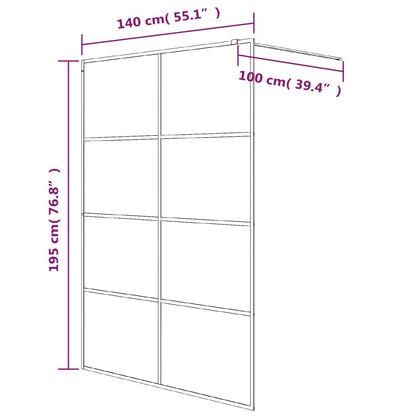 Divisória de chuveiro 140x195 cm vidro transparente ESG branco